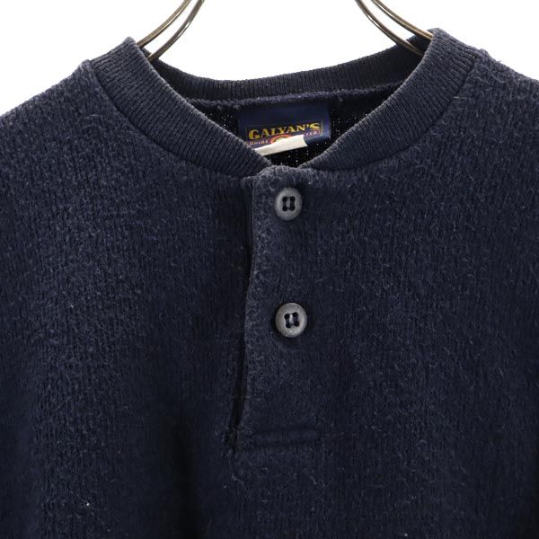 USA製 ヘンリーネック カットソー L ネイビー系 レディース