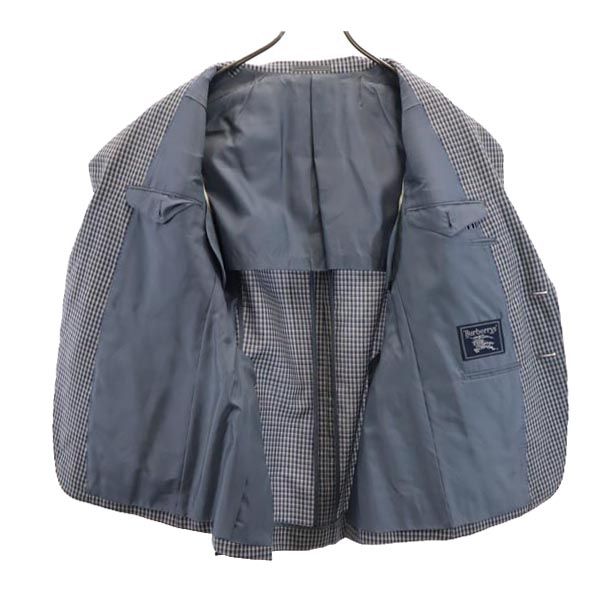 Burberrys バーバリーズ 90s オールド ウールシルクブレンド チェック柄 テーラードジャケット グレー系 メンズ