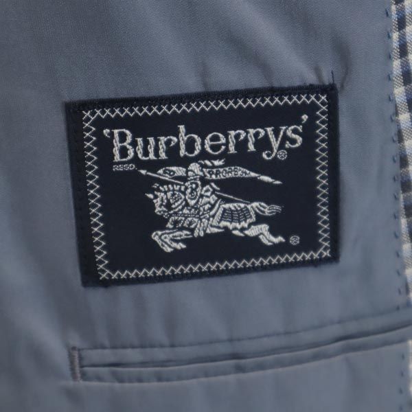 Burberrys バーバリーズ 90s オールド ウールシルクブレンド チェック柄 テーラードジャケット グレー系 メンズ