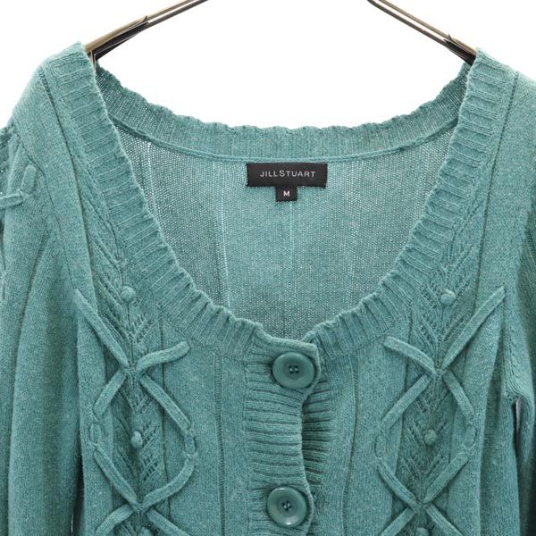 JILLSTUART ジルスチュアート ウールブレンド 長袖 カーディガン M グリーン系 レディース