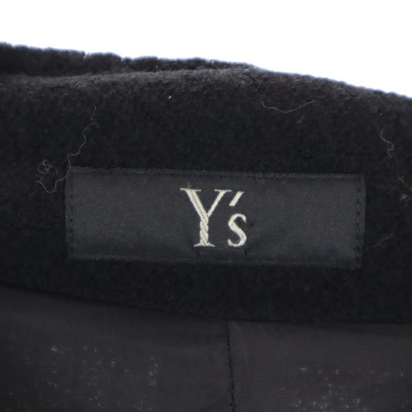 Y's ワイズ ノーカラージャケット ブラック系 袖リブニット レディース
