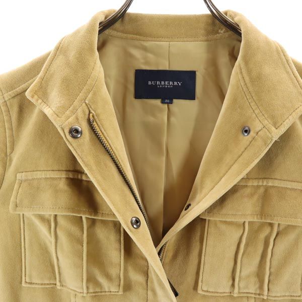 バーバリー 三陽商会 ベロア ベロア ジャケット 38 キャメル BURBERRY レディース