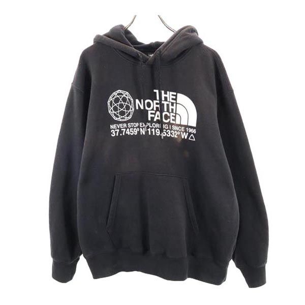 THE NORTH FACE ノースフェイス プリント 長袖 スウェットパーカー M ブラック系 メンズ