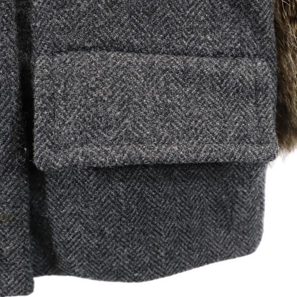 MARNI マルニ イタリア製 ヘリンボーン ノーカラージャケット 36 グレー系 袖ファー レディース