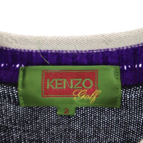 KENZO ケンゾー 90s オールド ウールブレンド ゴルフ 長袖 セーター 2 ブラック系 メンズ