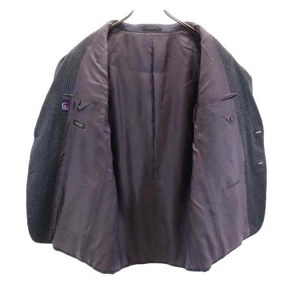 LANVIN ランバン 長袖 日本製 シルク100％ テーラードジャケット T46-54 黒×青系 メンズ