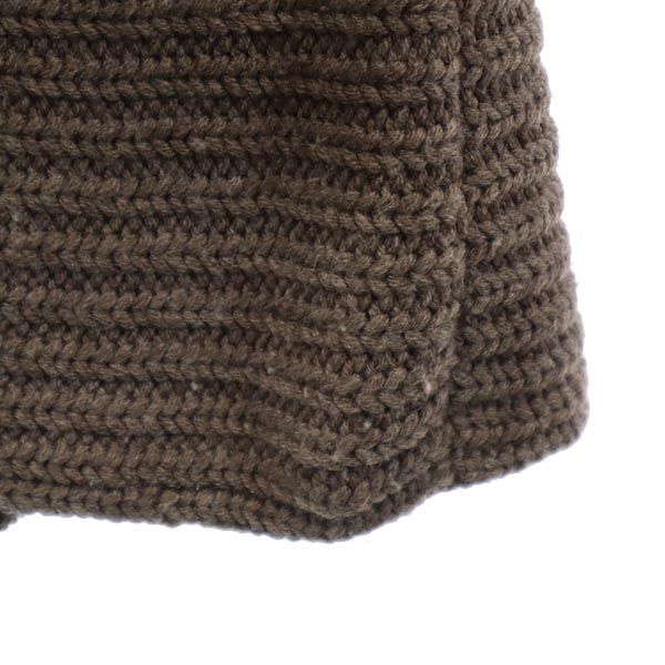 BARNEYS NEWYORK バーニーズニューヨーク KAZ SAITO 7分袖 ヴァージンウール100％ ニット カーディガン 38 ブラウン レディース