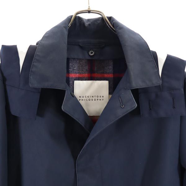 MACKINTOSH PHILOSOPHY マッキントッシュフィロソフィー 長袖 2way ステンカラーコート 40 ネイビー ライナー フード メンズ