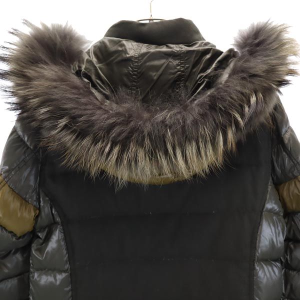 DUVETICA デュベティカ ダウン切替 長袖 リアルファー ダウンジャケット 42 カーキ系 レディース