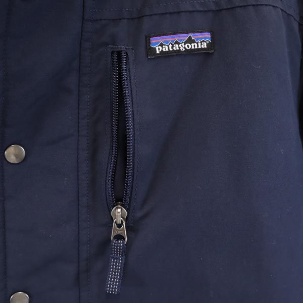 パタゴニア アウトドア 長袖 裏ボア 中綿ジャケット XL14 ネイビー系 patagonia ロゴ キッズ
