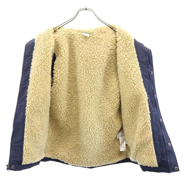 パタゴニア アウトドア 長袖 裏ボア 中綿ジャケット XL14 ネイビー系 patagonia ロゴ キッズ