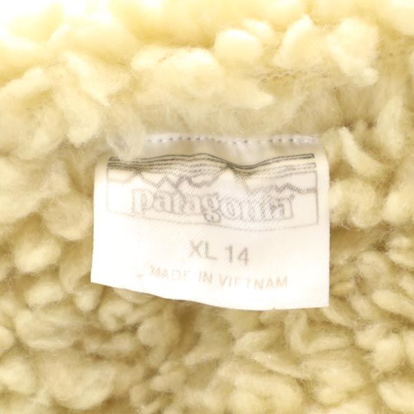 パタゴニア アウトドア 長袖 裏ボア 中綿ジャケット XL14 ネイビー系 patagonia ロゴ キッズ