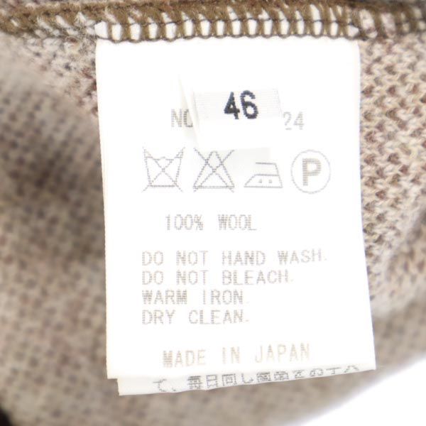 FACTOTUM ファクトタム 日本製 総柄 長袖 ウール100％ ニット パーカー 46 ブラウン セーター メンズ