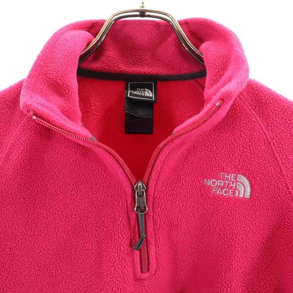 THE NORTH FACE ノースフェイス アウトドア 長袖 ハーフジップ フリースジャケット M ピンク系 プルオーバー ロゴ レディース
