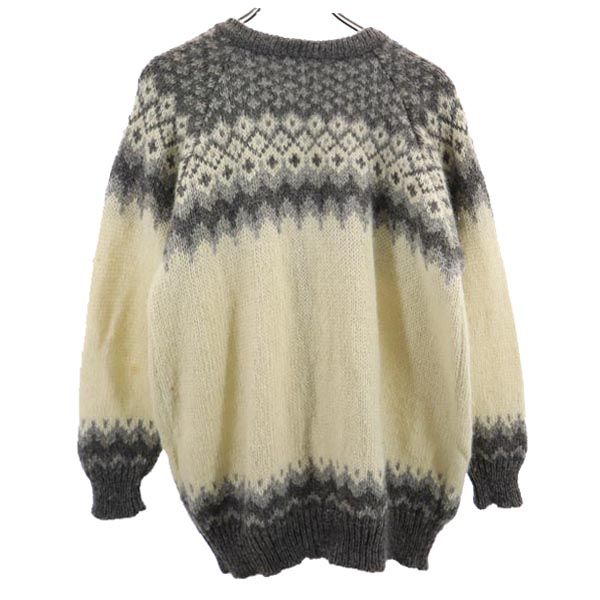 ウール100％ 長袖 ニット カーディガン M グレー系 レディース