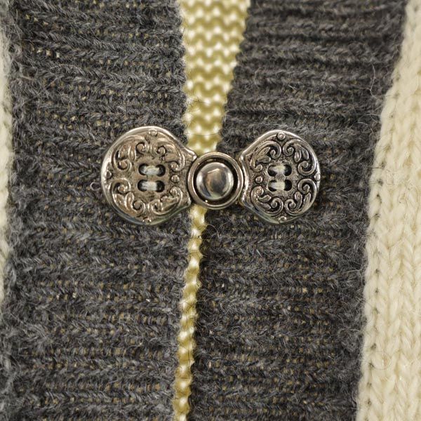 ウール100％ 長袖 ニット カーディガン M グレー系 レディース