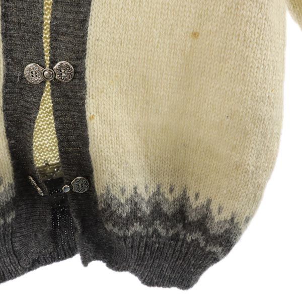 ウール100％ 長袖 ニット カーディガン M グレー系 レディース