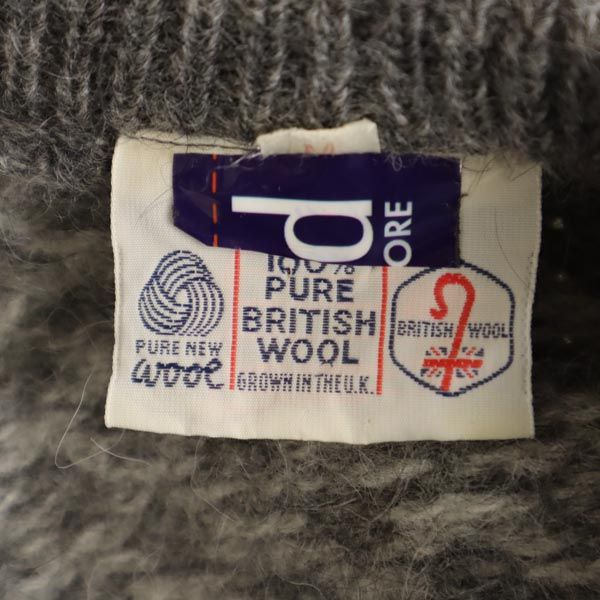 ウール100％ 長袖 ニット カーディガン M グレー系 レディース