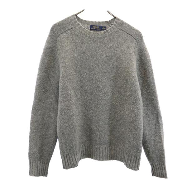 ポロラルフローレン 長袖 ウール100％ ニット セーター M グレー POLO RALPH LAUREN メンズ
