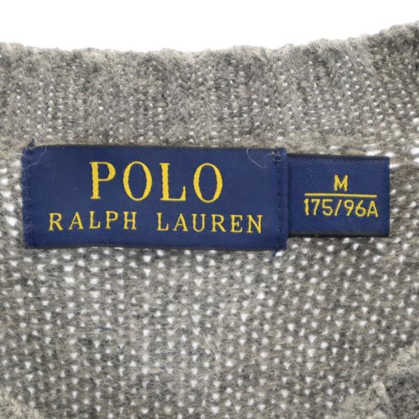 ポロラルフローレン 長袖 ウール100％ ニット セーター M グレー POLO RALPH LAUREN メンズ