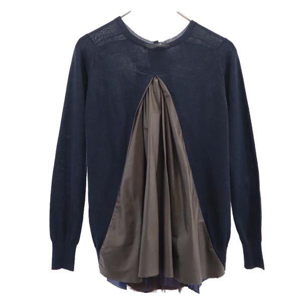 sacai luck サカイラック ウール100％ 長袖 ニット カーディガン 2 ネイビー系 レディース