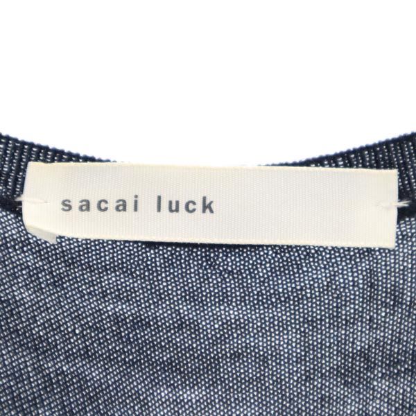 sacai luck サカイラック ウール100％ 長袖 ニット カーディガン 2 ネイビー系 レディース