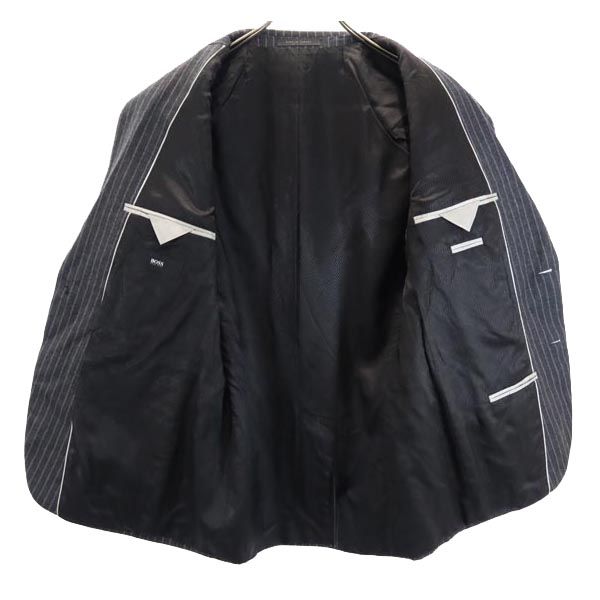 BOSS ボス ウール ストライプ柄 スーツ 上下 セットアップ 34R グレー系 ジャケット ロングパンツ メンズ