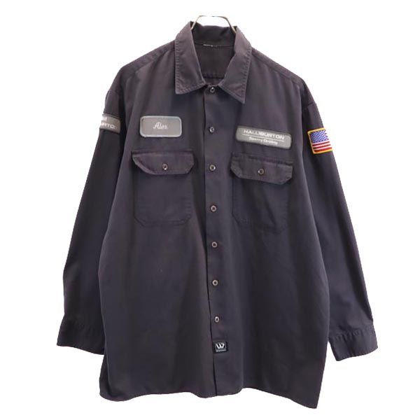 HALLIBURTON ワッペン 長袖 シャツ ネイビー ジャケット メンズ