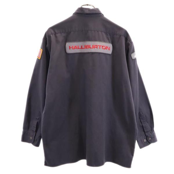 HALLIBURTON ワッペン 長袖 シャツ ネイビー ジャケット メンズ