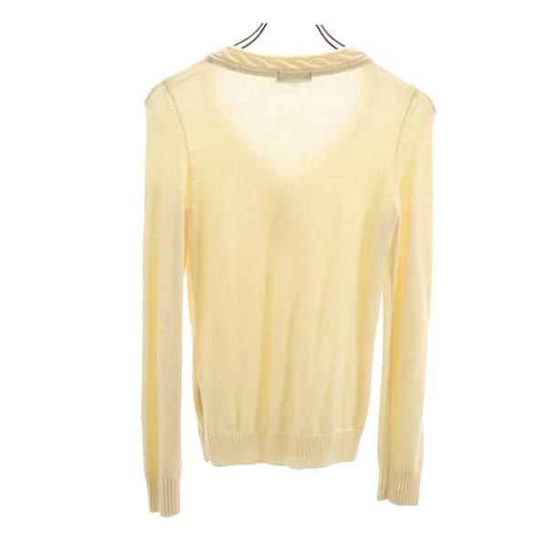 BURBERRY BLUE LABEL バーバリーブルーレーベル 三陽商会 長袖 Vネック ハーフボタン ニット セーター 38 アイボリー レディース