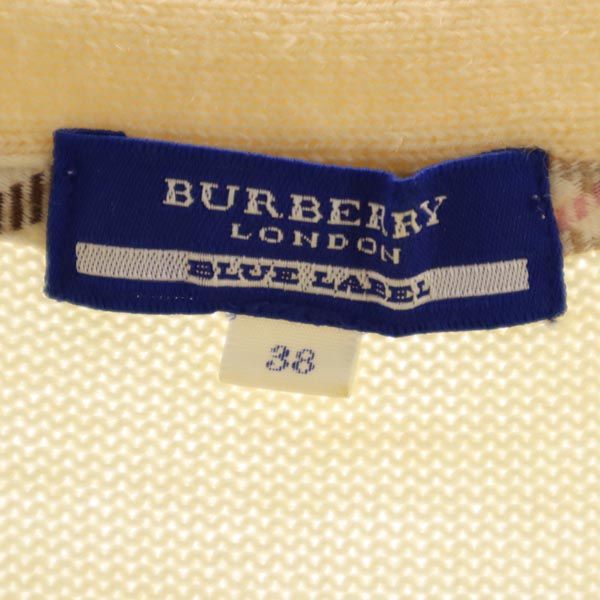 BURBERRY BLUE LABEL バーバリーブルーレーベル 三陽商会 長袖 Vネック ハーフボタン ニット セーター 38 アイボリー レディース