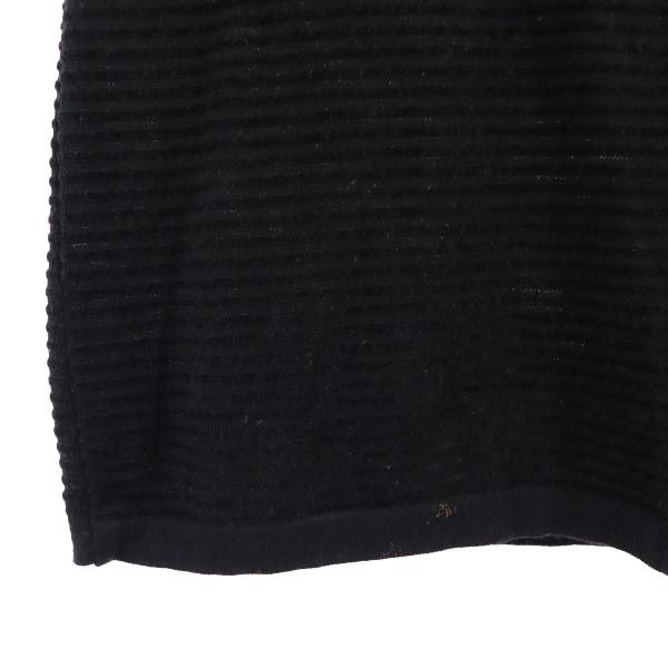 Salvatore Ferragamo サルヴァトーレフェラガモ イタリア製 ウールブレンド ニット ボーダー柄 Vネック カーディガン M 黒 レディース