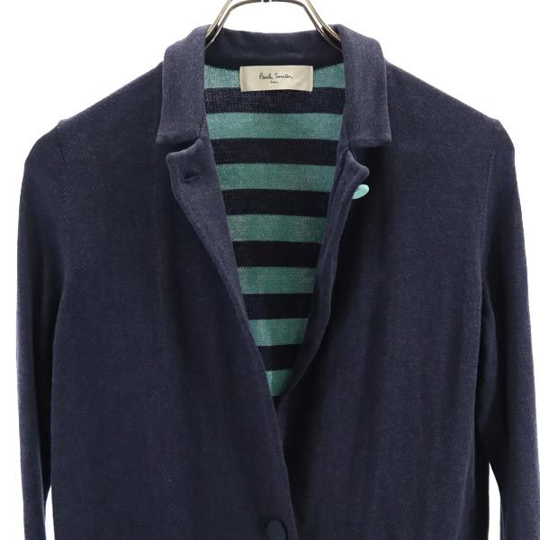 Paul Smith ポールスミス ニット カーディガン M ネイビー系 裏ボーダー レディース