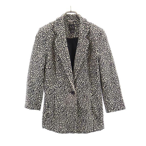 ARMANI EXCHANGE アルマーニエクスチェンジ レオパード柄 7分袖 テーラードジャケット S ブラック系 ヒョウ柄 レディース