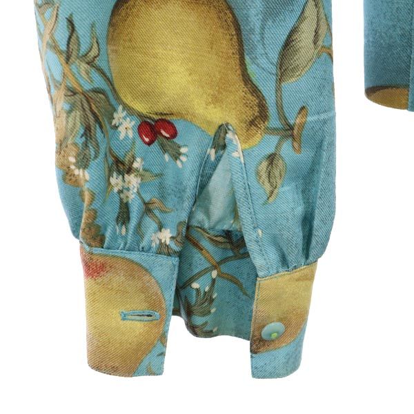 Aquascutum アクアスキュータム 総柄 梨 長袖 ブラウス ブルー系 シャツ レディース