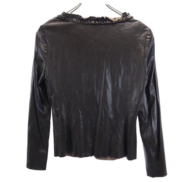 FOXEY NEW YORK フォクシーニューヨーク 日本製 フェイクレザー ジャケット 40 ブラウン系 レディース