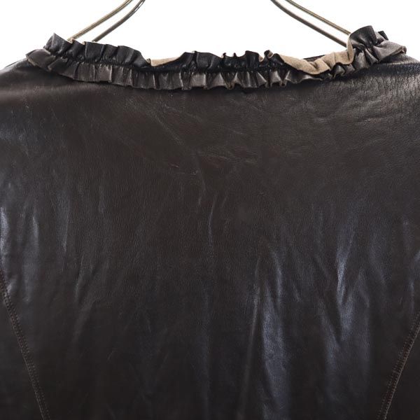 FOXEY NEW YORK フォクシーニューヨーク 日本製 フェイクレザー ジャケット 40 ブラウン系 レディース