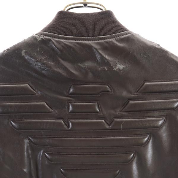 ARMANI JEANS アルマーニジーンズ 裏フェイクファー ジップジャケット 48 ブラック系 ロゴ メンズ