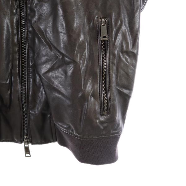 ARMANI JEANS アルマーニジーンズ 裏フェイクファー ジップジャケット 48 ブラック系 ロゴ メンズ