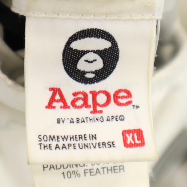 AAPE エーエイプ リバーシブル ダウンジャケット XL ホワイト系 A BATHING APE ロゴ メンズ
