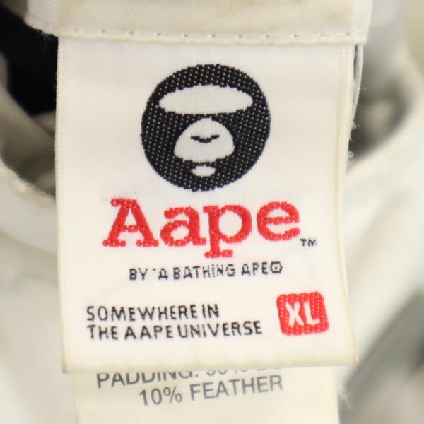 エーエイプ リバーシブル ダウンジャケット XL ホワイト系 AAPE A BATHING APE ロゴ メンズ