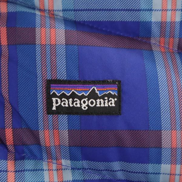 patagonia パタゴニア アウトドア チェック柄 ダウンジャケット XXL ブルー キッズ