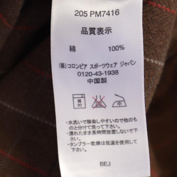 Columbia コロンビア アウトドア 長袖 チェックシャツ S ブラウン系 ロゴ刺繍 メンズ