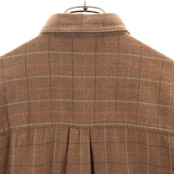 Columbia コロンビア アウトドア 長袖 チェックシャツ S ブラウン系 ロゴ刺繍 メンズ