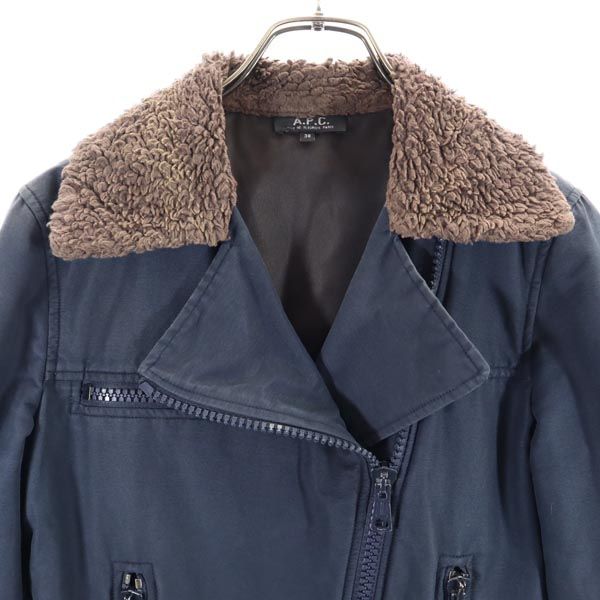A.P.C. アーペーセー フランス製 ライダースジャケット 38 ネイビー レディース