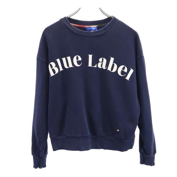 BLUE LABEL CRESTBRIDGE ブルーレーベルクレストブリッジ 長袖 スウェット 38 ネイビー系 トレーナー ロゴ レディース