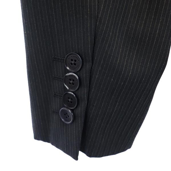BURBERRY BLACK LABEL バーバリーブラックレーベル 三陽商会 ストライプ ウールブレンド テーラードジャケット 42L ブラック系 日本製 メンズ
