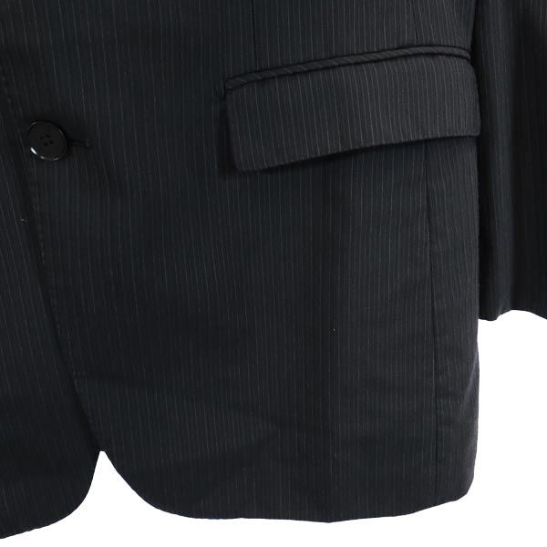 BURBERRY BLACK LABEL バーバリーブラックレーベル 三陽商会 ストライプ ウールブレンド テーラードジャケット 42L ブラック系 日本製 メンズ