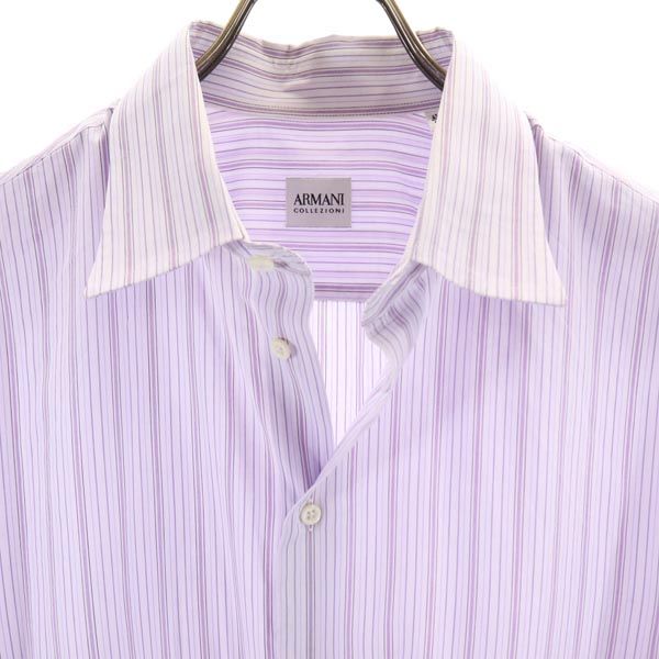 ARMANI COLLEZIONI アルマーニ コレツィオーニ ストライプ 長袖 ワイシャツ 43 パープル系 メンズ