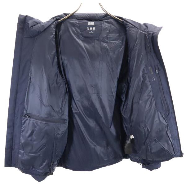 UNIQLO ユニクロ シームレス ダウンジャケット S ネイビー フード メンズ